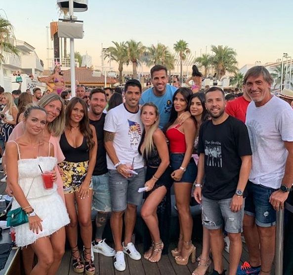 "Enjoying friends," Luis Suarez wrote on his Instagram