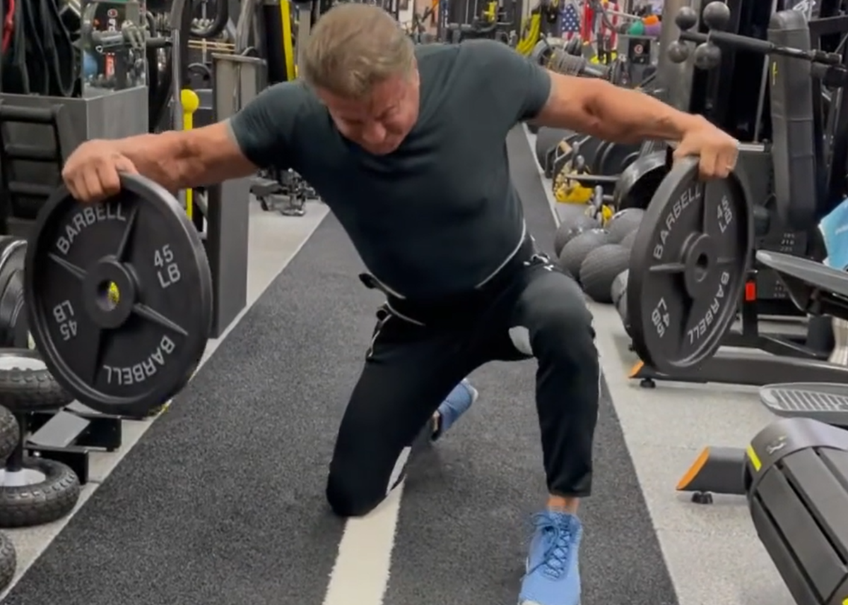 Sylvester Stallone accused of using fake weights in viral workout clip |  The Independent