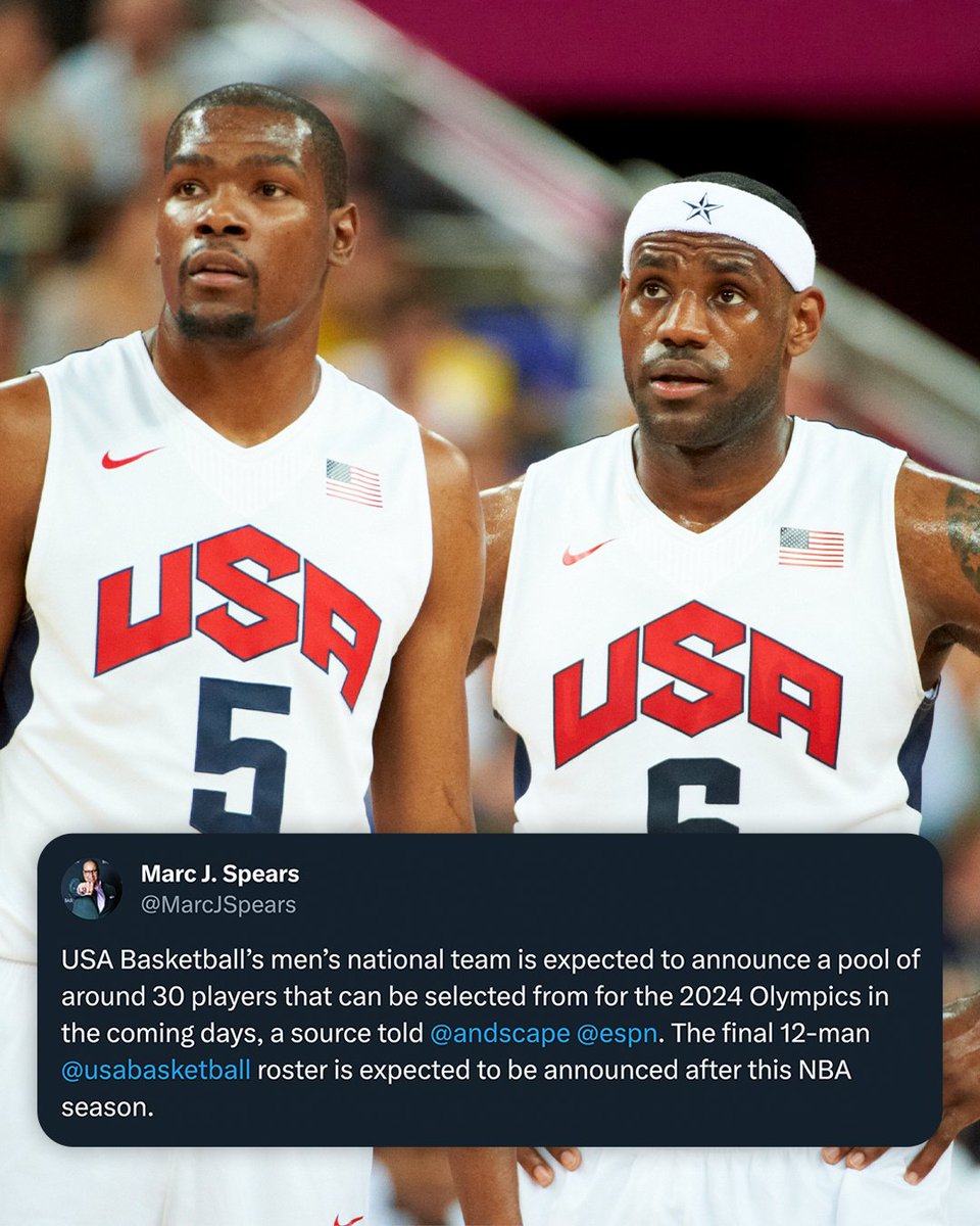 NBA on ESPN on X: "Who do you want to see play for Team USA in the 2024  Olympics? 👀 (via @MarcJSpears) https://t.co/BOt0Byl50M" / X