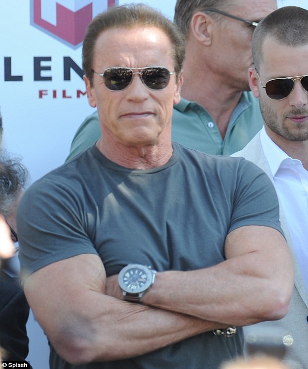 He'll be back: During the press conference, Schwarzenegger said he believes the franchise is so great he would even do three more Expendables films