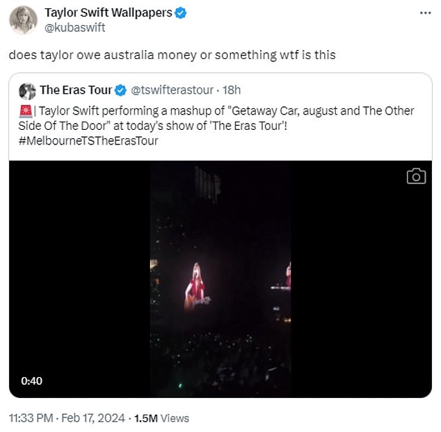 International Swifties vented on social media after Swift treated Melbourne fans to an extra special surprise song