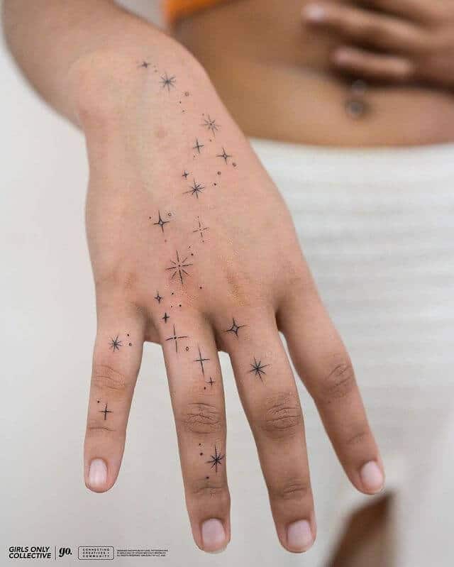 Fairy Dust Design Hand Tattoos For Women