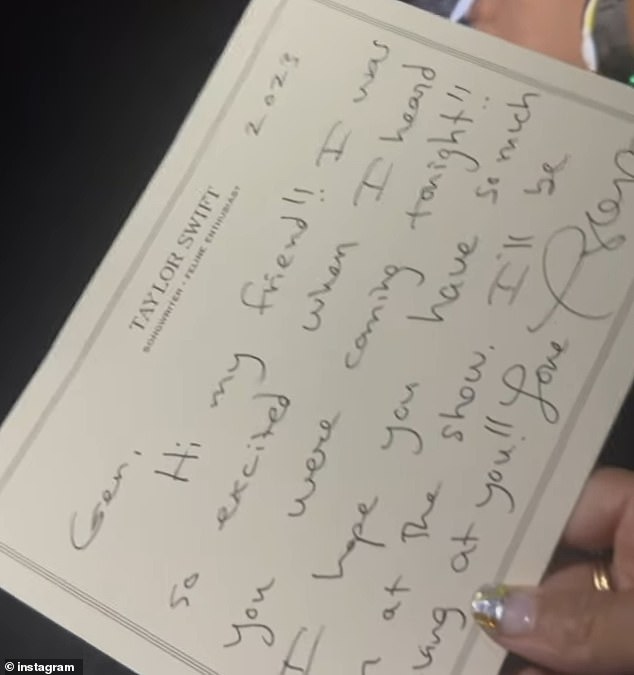 Alicia and her son Genesis attended the show and the eight-year-old had his wildest dreams come true when the singer wrote him a letter noting that she was 'so excited' he was there