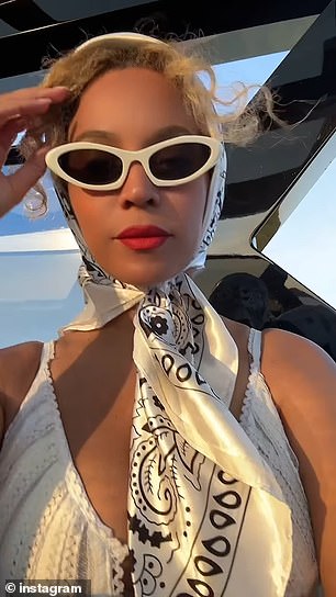 A bottle of $38 Cécred sealing lotion was also brought along the helicopter ride, and was dressed up as Beyonce to match a similar look she wore late last month