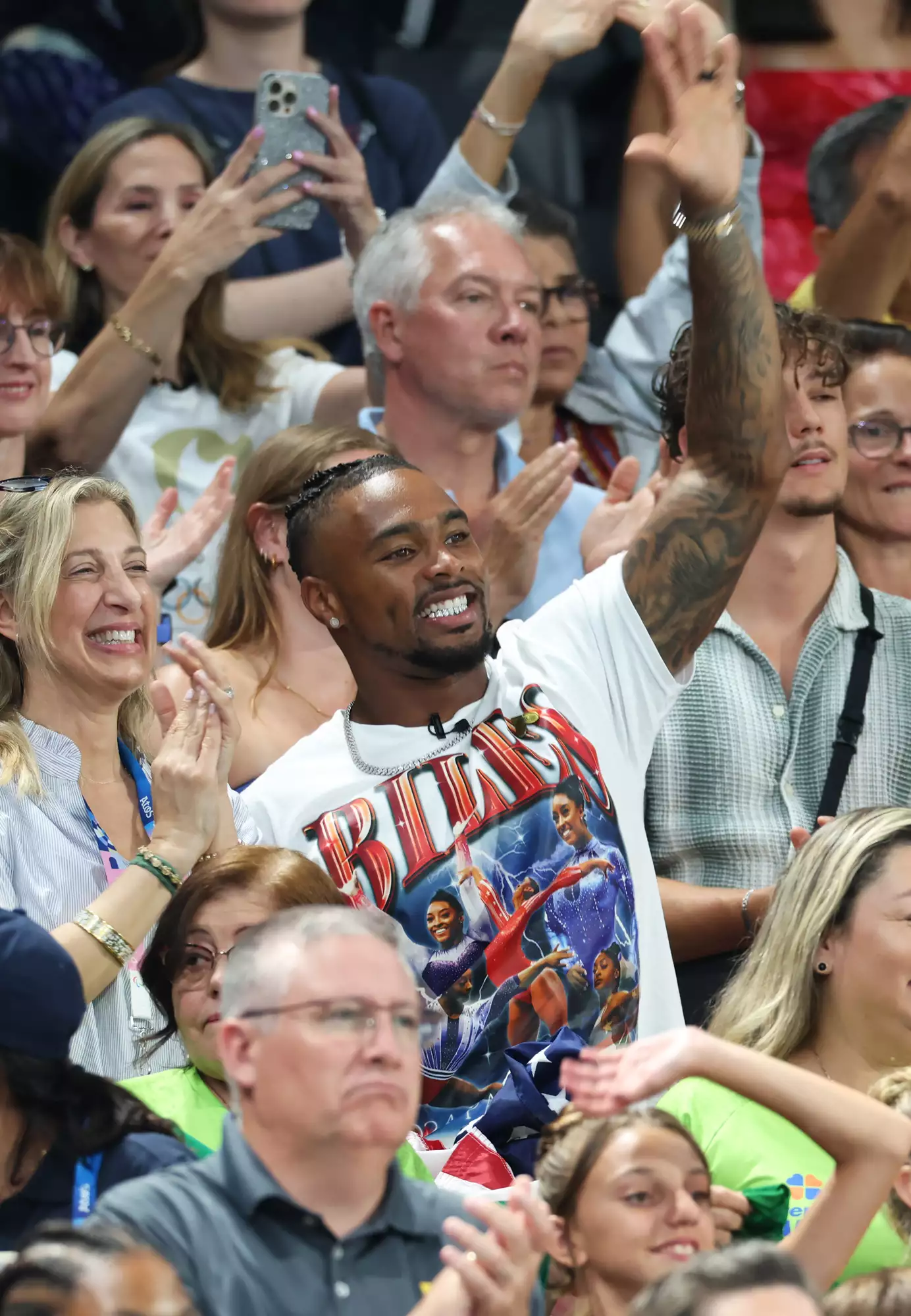 Jonathan Owens attends the Artistic Gymnastics Women's Team Final on day four of the Olympic Games Paris 2024 at Bercy Arena on July 30, 2024 in Paris, France. 