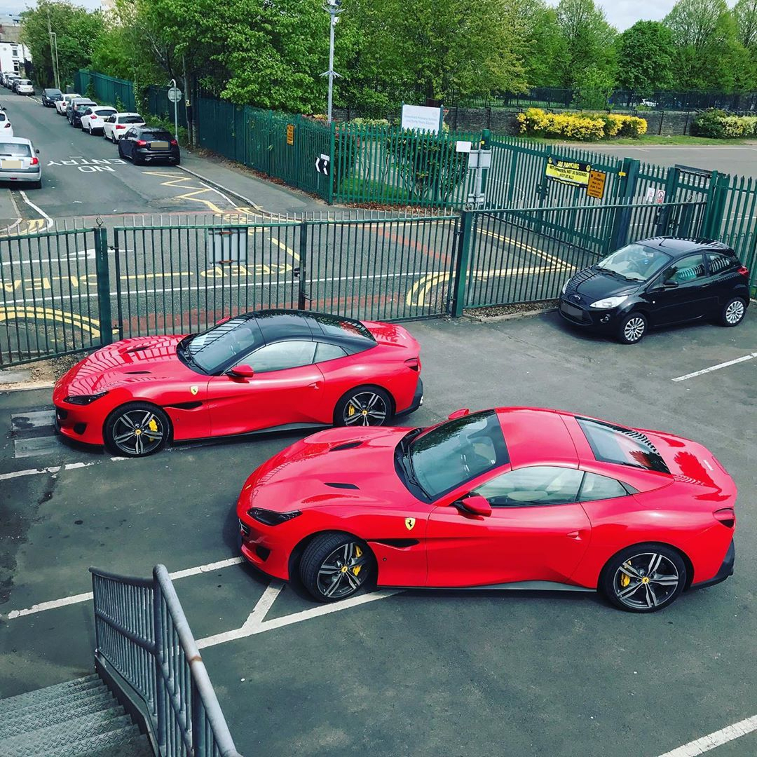 Tyson Fury shows off his matching Ferrari Portofino with friend Billy Joe Saunders