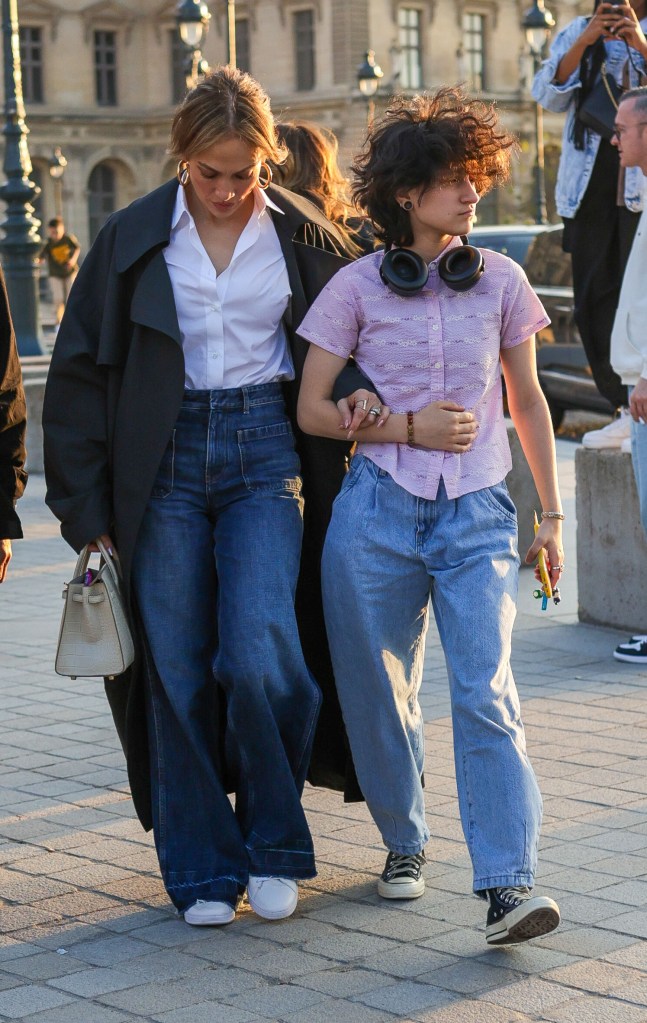 Jennifer Lopez and Emme at the Louvre in Paris. 