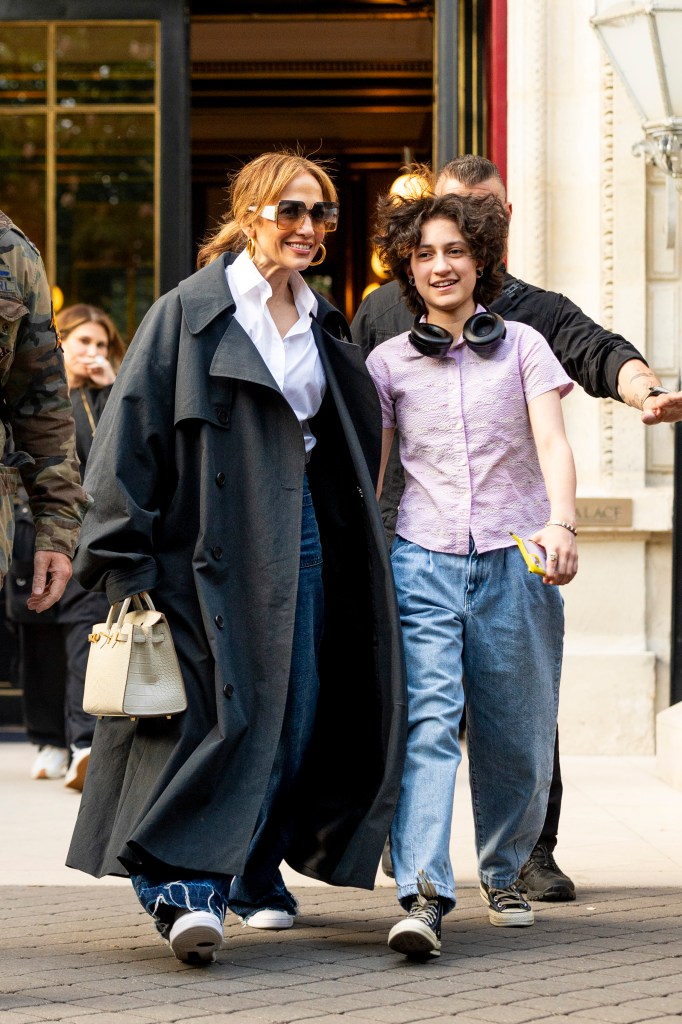 Jennifer Lopez and Emme at the Loulou restaurant in Paris. 