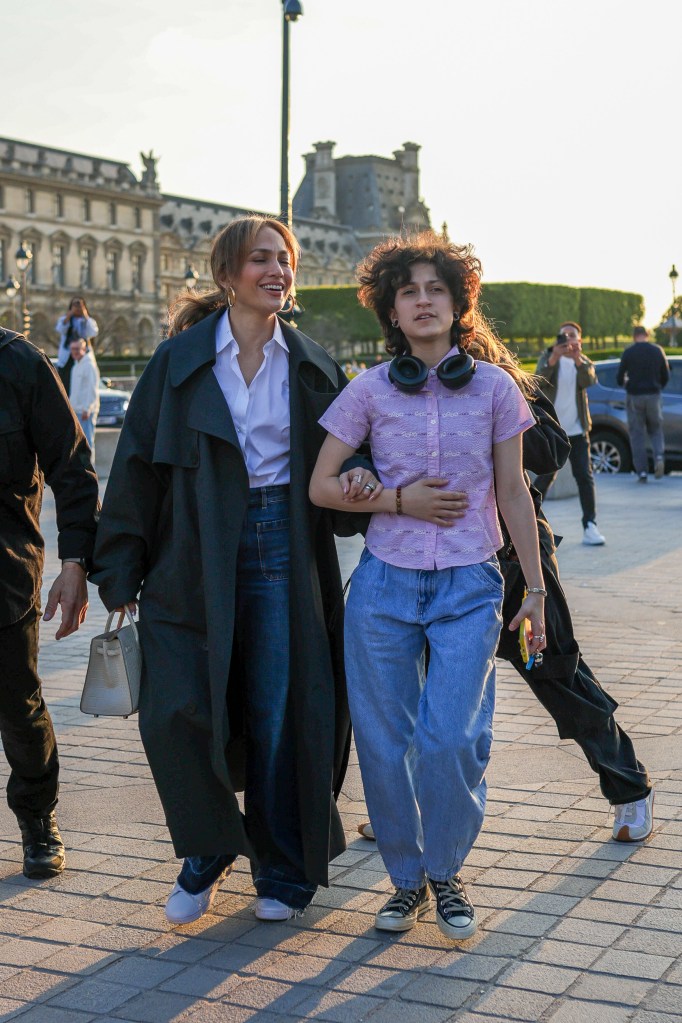 Jennifer Lopez and Emme at the Louvre in Paris. 